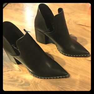 Qupid Black ankle Studs Booties.Vegan leather like